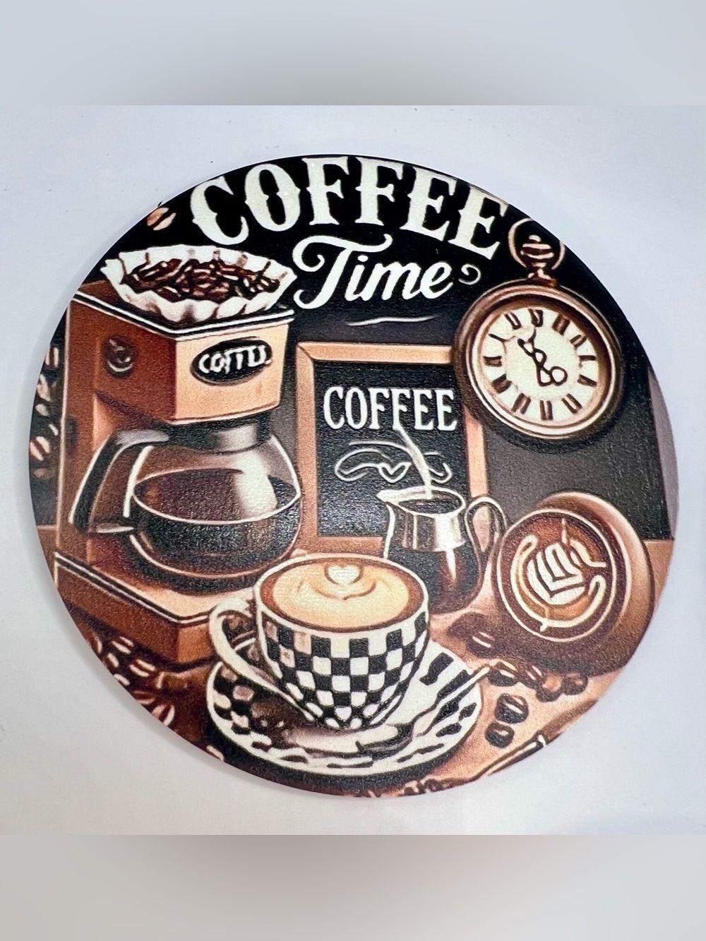 5 Pc. Set of VintageCoffee Shop Theme. Non-Slip Coasters - Picture 2 of 7